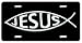 Black/Silver Jesus Fish License Plate