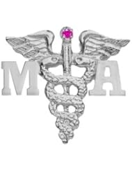 NursingPin - Medical Assistant MA Ruby Lapel Pin in Silver Gifts and Jewelry