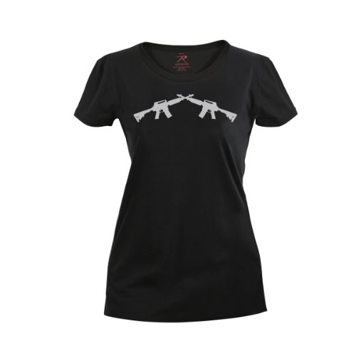 Black Women's Crossed Rifles Embroidered Longer Tactical T-Shirt