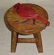 Cardinal Hand Carved and Hand Painted Wooden Foot Stool