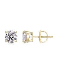 1.8 ct Solitaire Diamond Stud Earrings in Yellow Gold