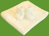 100% Organic Cotton Hooded Baby Bath Towel Set with Bootees