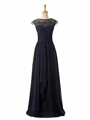 Lace Jeweled Chiffon Floor Length Evening Dress/Prom Dress 