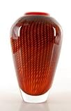 Glass Red Criss Cross Vase 100% Handblown Art X606