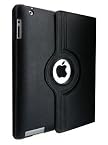 Black 360 Degree Rotating Leather Smart Cover Case Stand for Apple iPad 4 (With Wake up and Sleep Function)