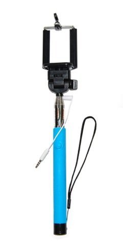 Selfie Stick for iPhone 6 6s Plus 5 5s 5c 4 | Android Samsung Galaxy S5 S6 Note LG G4 HTC One M9 Nexus OnePlus 2 | Plug and Play Stik for Easy Fast Photos | Blue Handle