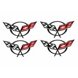 1997-2004 Corvette C5 Emblem Decal Set (4) with Chrome Accent - 2 3 8 Wide by Chevrolet