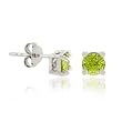 Sterling Silver Genuine Peridot 4mm Round Stud Earrings - August Birthstone