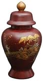 Unique Birthday Gift Idea - 10" Ming Red Crackle Glaze Porcelain Ceramic Temple Jar