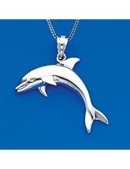 Sterling Silver Dolphin Necklace Pendant with Box Chain