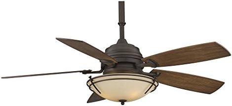 Fanimation HF6600BZ Hubbardton Forge Presidio Ceiling Fan, Bronze Finish,  5 Coffee Blades, Stone Glass