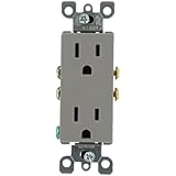 Leviton 5325-GY 15 Amp, 125 Volt, Decora Duplex Receptacle, Residential Grade, Grounding, Gray