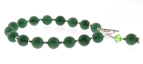 Click here to buy Green Aventurine and Sterling Silver Bracelet with Swarovski Crystal by Tery K Jewelry.
