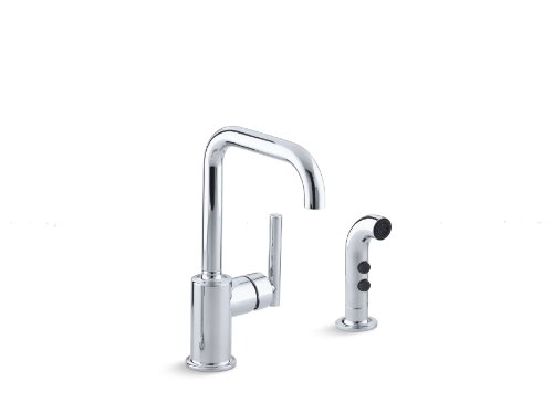KOHLER K-7511-CP Purist Secondary Swing Spout with Spray, Polished Chrome