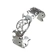 Pentagram Star Flames Pewter Cuff Bracelet
