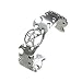 Pentagram Star Flames Silver Tone Pewter Cuff Bracelet