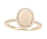 14K .95 CT Halo Opal & Diamond Ring