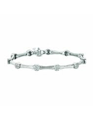 0.83 Carat Diamond Cluster Textured Bangle Bracelet 14K White Gold