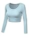 J.TOMSON Women's Basic Solid Color Stretchy Slim Fit Long-sleeve Crop Top