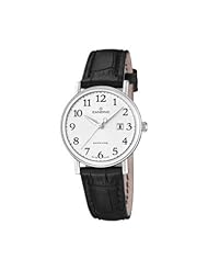 Candino Womens Quartz Watch with Silver Dial Analogue Display and Black Leather Strap C4488/1