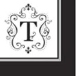 Monogram Black & White Cocktail Napkins - T Monogram Black & White Cocktail Napkins - T