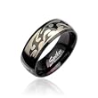316L Stainless Steel Black Ring with Tribal Engraving - Size: 9-13