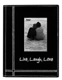 4"X6" 1-UP 36 PHOTOS "LIVE, LAUGH, LOVE" EMBROIDERED ALBUM - BLACK - Photo Album