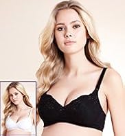 2 Pack Maternity Cotton Rich Embroidered Floral B-DD Bras