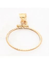 14k Gold 1 oz Mounted Panda Coin Screw Top Coin Bezel