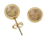 14K Yellow Gold Ball Earrings, 7 mm