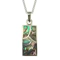 Ladies' Abalone Oblong Drop Pendant Necklace, Silver Curb Chain, 46cm Length, Model A66/NKP41109AB