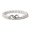 TI-PEARL INFINITY CLASP BRACELET: Genuine Natural White 8mm Freshwater Pearl Bracelet Silver infinity clasp , 7.5 inch long,by Utopia©Jewelry