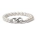 TI-PEARL INFINITY CLASP BRACELET: Genuine Natural White 8mm Freshwater Pearl Bracelet Silver infinit
