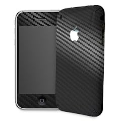 YOUNiiK Styling Skin Designfolie f�r Apple iPhone 3G / 3GS (mit Logocut) - Carbon Schwarz 3D Strukturfolie Design Skin