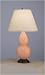 Robert Abbey 1763X Double Gourd Accent Lamp in Petal Glazed Ceramic with Deep Patina Bronze Base & Pearl Dupioni Fabric Shade
