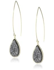 Marcia Moran "Mystere" Gold Plated Black Druzy Earrings, 2.75"