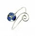 Sterling Silver Blue Flower Design Spiral Junior Ring