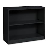 HON Metal Bookcase, 2 Shelves, 34-1/2 W by 12-5/8 D by 29 H, Black