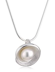 VINANI brand Germany 925 Sterling Silver Women Pendant Pearl in Shell with Snake Chain Necklace AMW-S