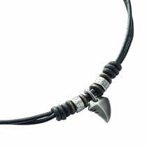 Fossil Herren-Kette Natural Surfer Edelstahl Leder Schwarz 42-47 Cm JF85832040