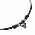 Fossil Herren-Kette Natural Surfer Edelstahl Leder Schwarz 42-47 Cm JF85832040