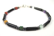 Men's Chakra Bracelet: Semi Precious Gemstone Chakra Balancing Healing Metaphysical Spiritual Jewelry