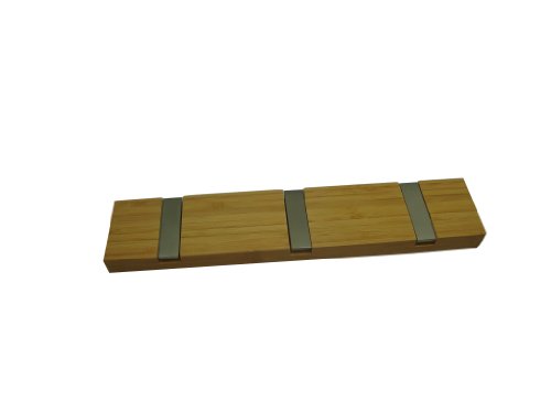 Zeller 13585 Hakenleiste, 3-er, Bamboo dunkel/Alu / 30 x 2 x 6