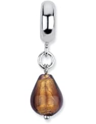 Sterling Silver Brown Italian Murano Dangle Charm