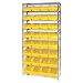 Quantum Storage Systems WR9-207YL 9-Tier Complete Wire Shelving System with 32 QSB207 Yellow Store-More Bins, Chrome Finish, 12" Width x 36" Length x 74" Height