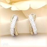 14K 2-Tone .75 CTW Diamond X Earrings