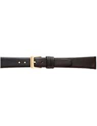 14mm Black Leather Smooth Calf Watchband Replacement - Extra Long Length