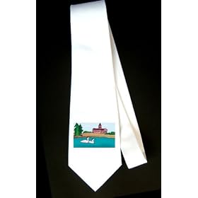 Party Decoration Necktie with water, lake, pond, south, "United States", building, swans, birds, house