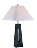 Table Lamp with Off-White Fabric Shade in Black Finish