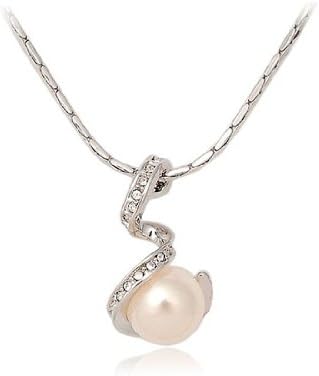 ITALINA Rolled Gold Plated Necklace with Pearl Pendant (Silver) M. by refill